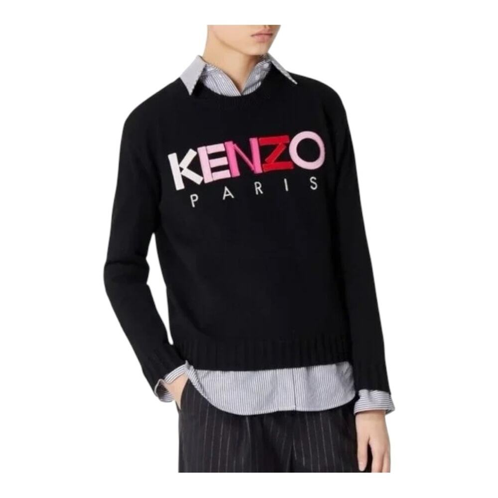 KENZO Paris Wool Jumper Sweater Black Pink Red Small